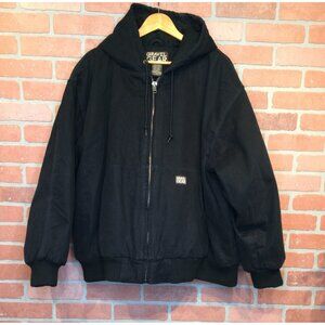 Gravel Gear Mens Tundra II Jacket Size 2XL Black Quilted Hooded Warm Workwear